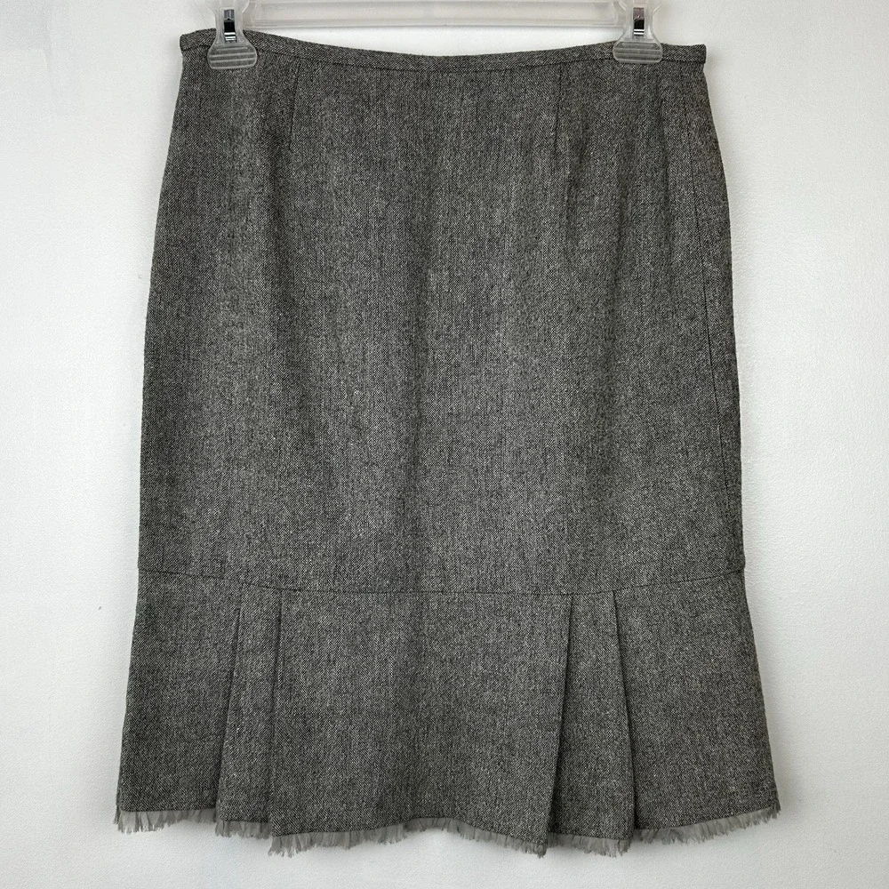 WHBM Suit Skirt Womens 6 8 Tweed 3 Button Gray Office Career Professional Read